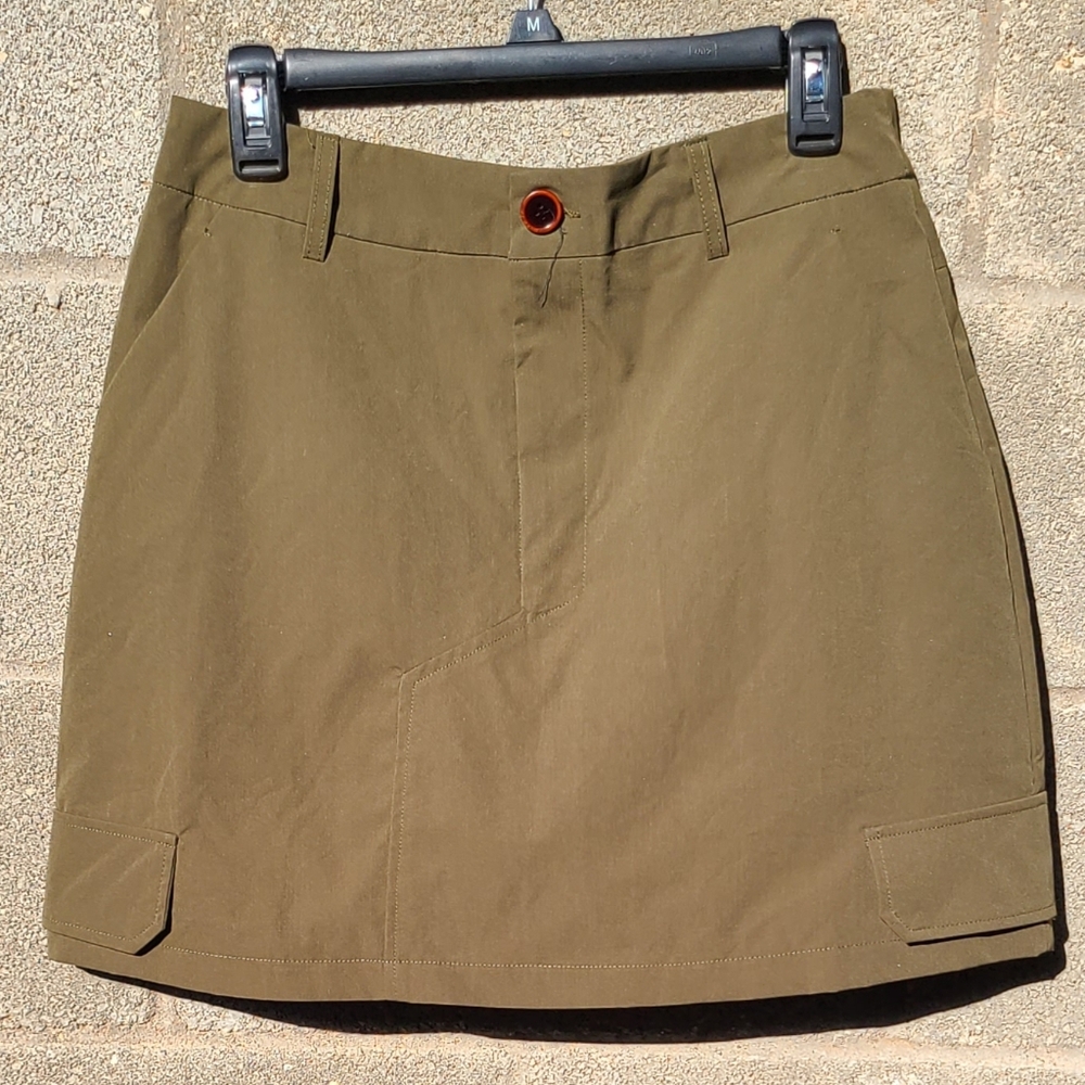 Zaful Green Khaki Womens A-line Mini Skirt with Button Detail Size US10